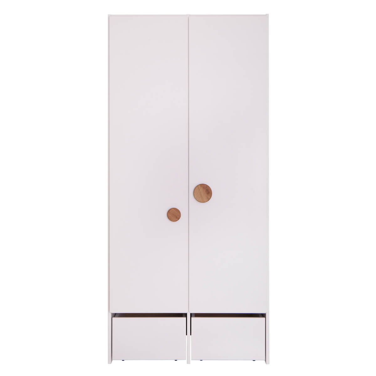 Armoire 2 portes 2 tiroirs KASVA blanc-chêne huilé