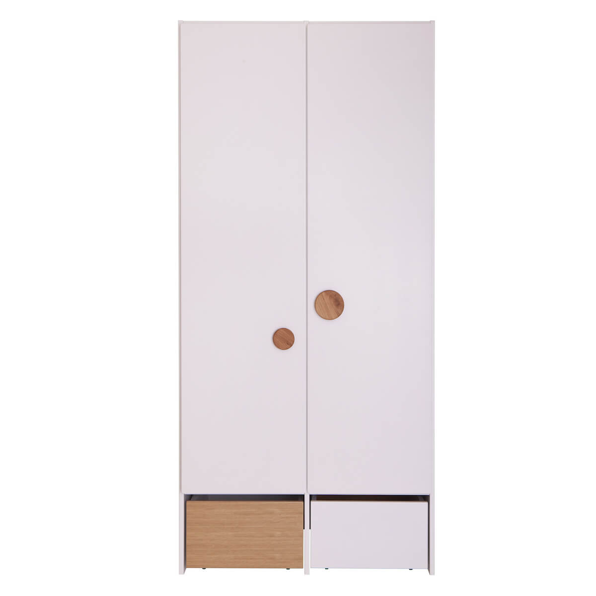 Armoire 2 portes 2 tiroirs KASVA blanc-chêne huilé