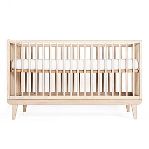 Babybett KERA in Esche mit Aufsatz Straight-Sockelfuß Retro