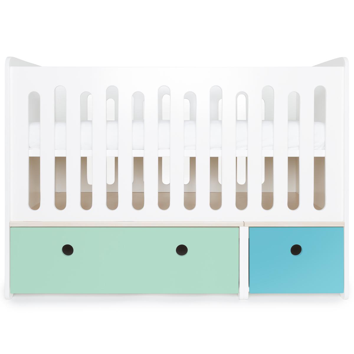 Babybett mitwachsend 70x140cm COLORFLEX mint-paradise blue