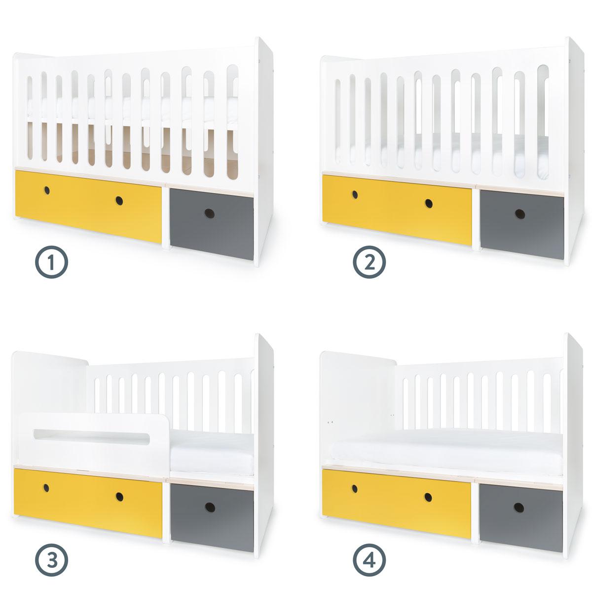 Babybett mitwachsend 70x140cm COLORFLEX nectar yellow-space grey