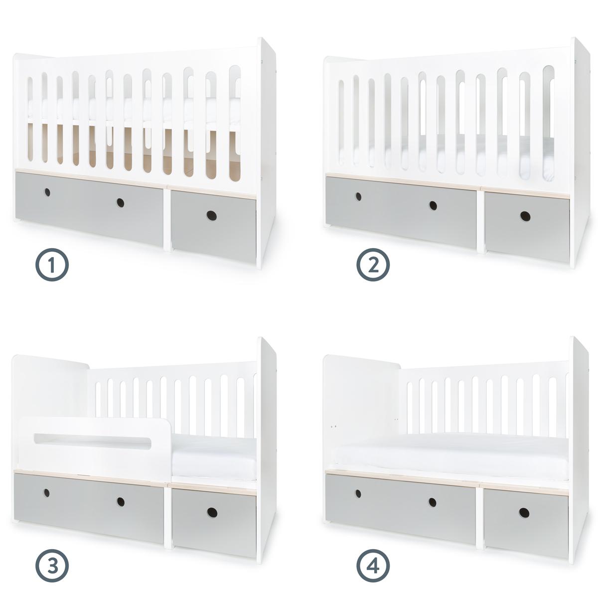 Babybett mitwachsend 70x140cm COLORFLEX pearl grey 