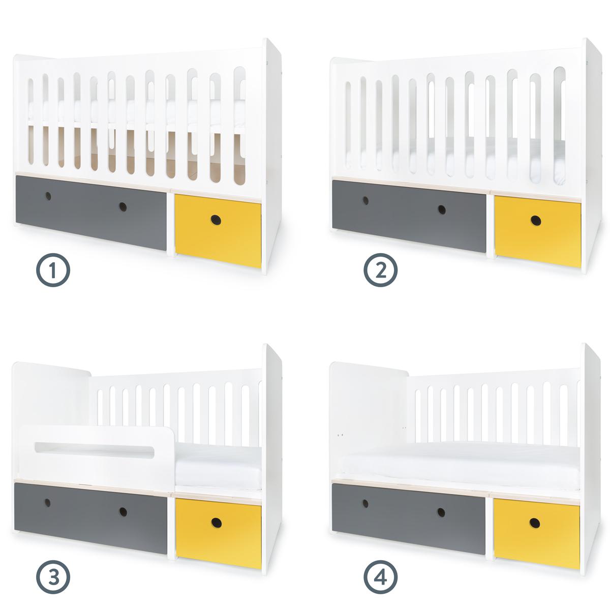 Babybett mitwachsend 70x140cm COLORFLEX space grey-nectar yellow