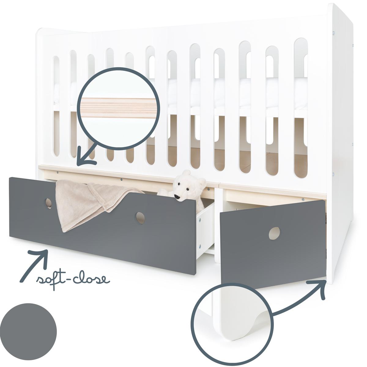 Babybett mitwachsend 70x140cm COLORFLEX space grey 
