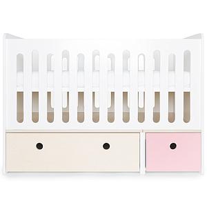 Babybett mitwachsend 70x140cm COLORFLEX sweet pink-white wash