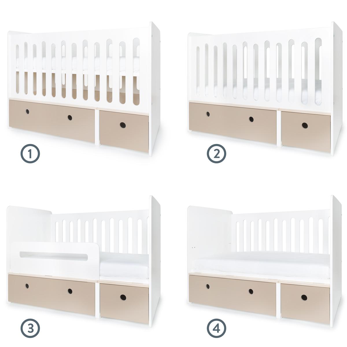 Babybett mitwachsend 70x140cm COLORFLEX warm grey 