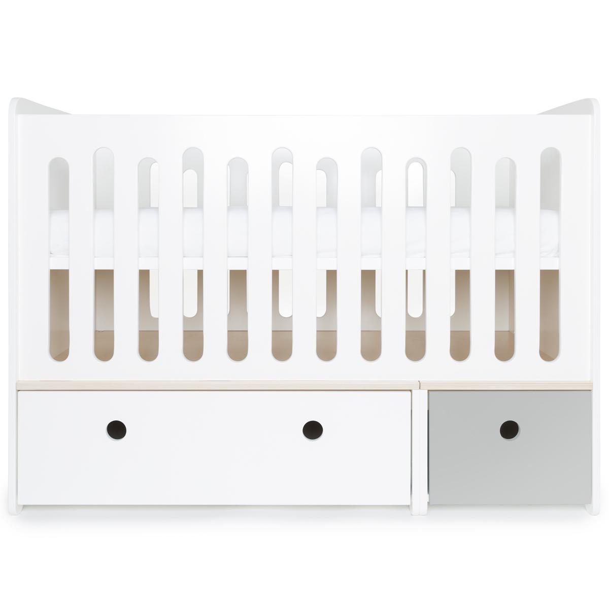 Babybett mitwachsend 70x140cm COLORFLEX white-pearl grey