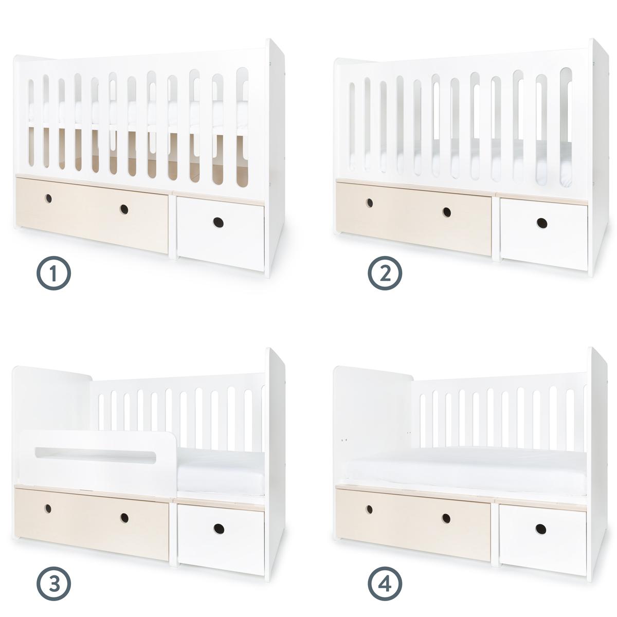 Babybett mitwachsend 70x140cm COLORFLEX white wash-white