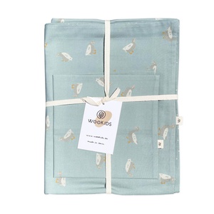 Bettdeckenbezug Baby DUCKS blau beige 100x140cm und Kissenbezug 40x40cm

