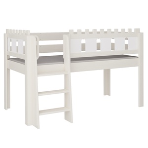 Halbhohes Bett Burg Leiterstiege DELUXE de Breuyn geweißt