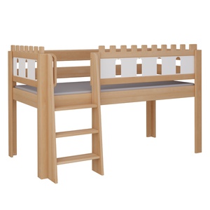 Halbhohes Bett Burg Leiterstiege DELUXE de Breuyn natürlich-geweißt