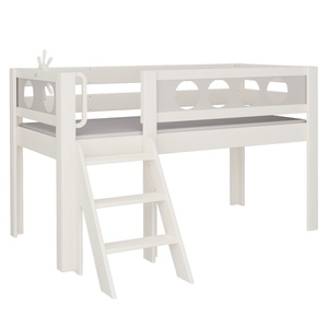 Halbhohes Bett Pirat Treppe DELUXE de Breuyn geweißt-grau