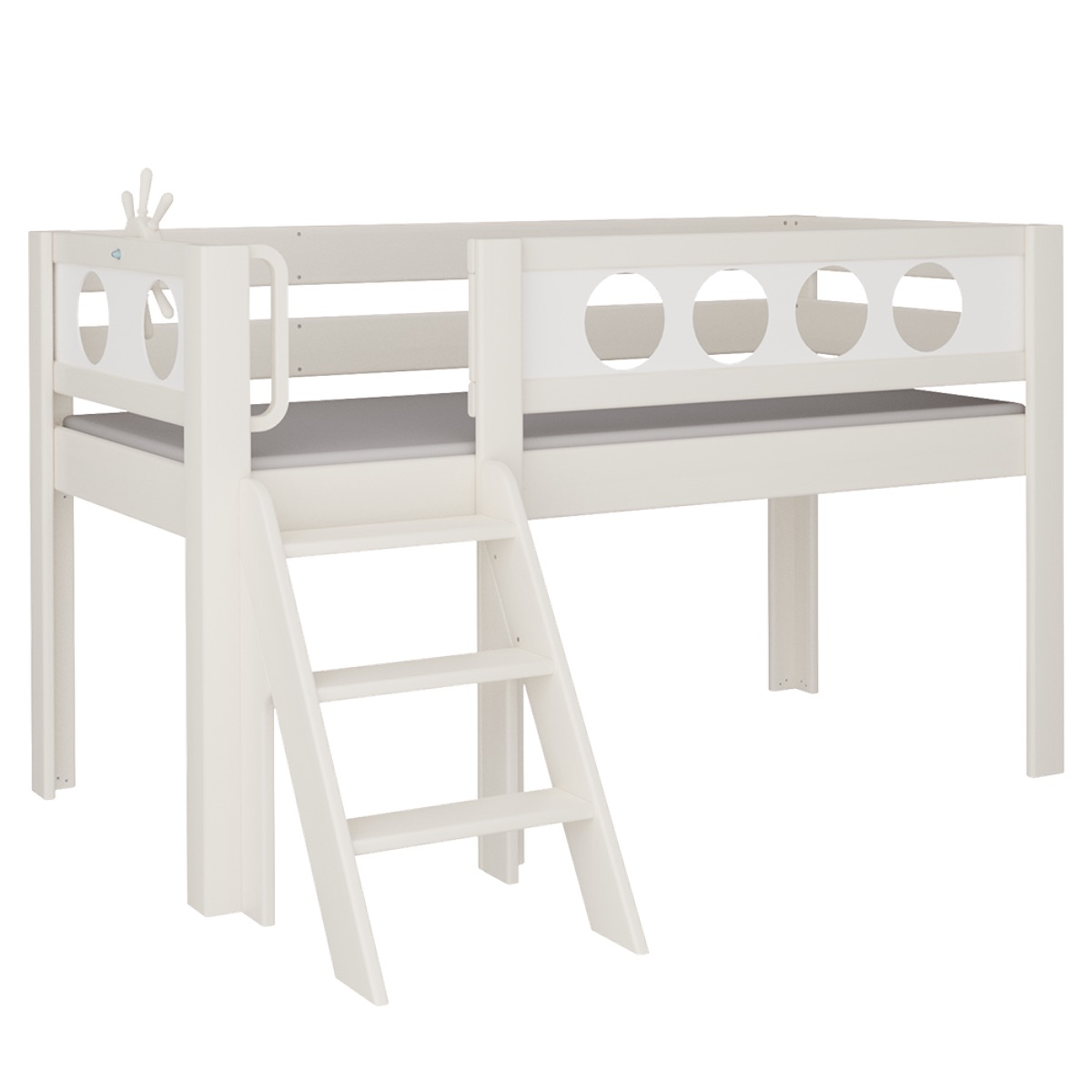 Halbhohes Bett Pirat Treppe DELUXE de Breuyn geweißt