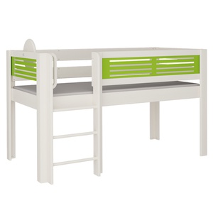 Halbhohes Bett Tatü Leiterstiege DELUXE de Breuyn geweißt-grün