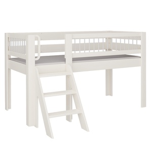 Halbhohes Kubu Bett Treppe DELUXE de Breuyn geweißt-grau