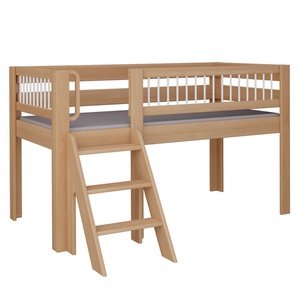 Halbhohes Kubu Bett Treppe DELUXE de Breuyn natürlich-geweißt