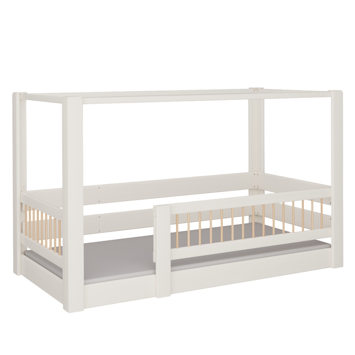 Himmelbett Kubu DELUXE de Breuyn geweißt-natürlich