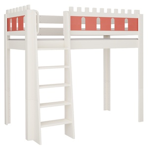 Hochbett Burg DELUXE de Breuyn geweißt-rot