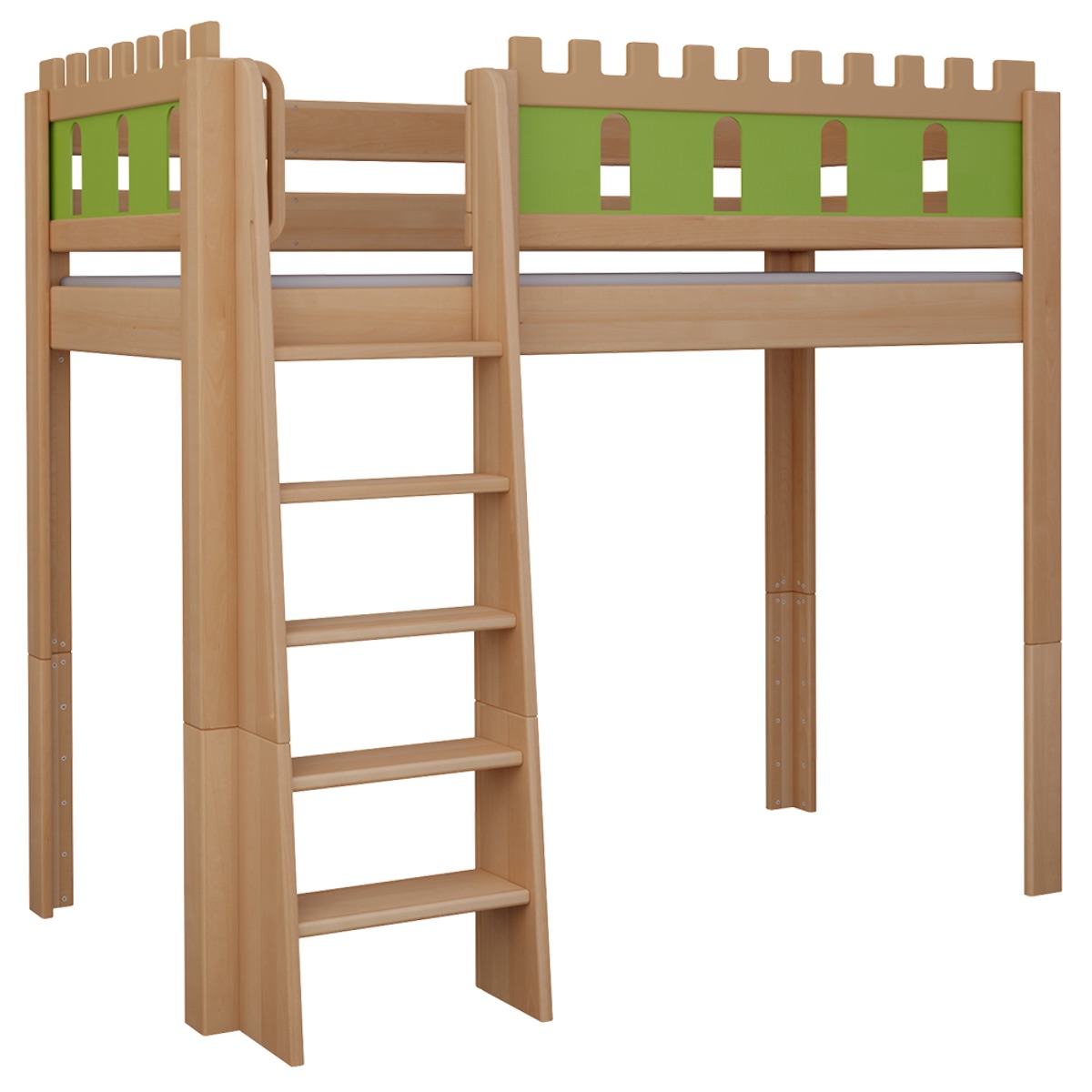 Hochbett Burg DELUXE de Breuyn natürlich-grün