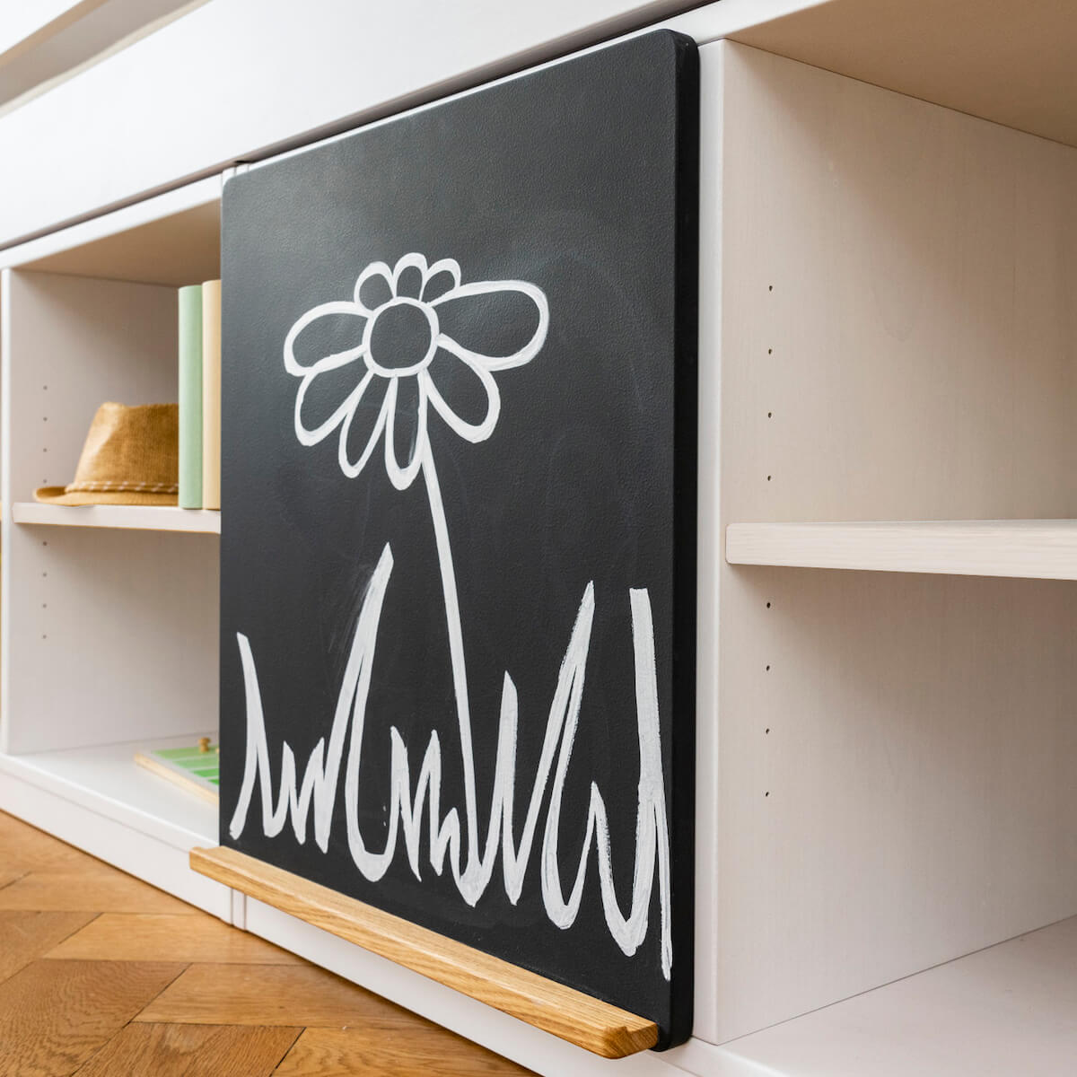 Hochbett halbhoch-Regal KASVA Buche massiv weiß-lackiert 