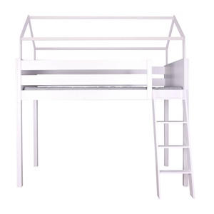Hochbett KASVA Buche weiß lackiert mit Dachaufbau weiß