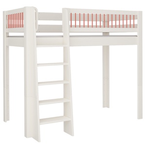 Hochbett Kubu DELUXE de Breuyn geweißt-rot