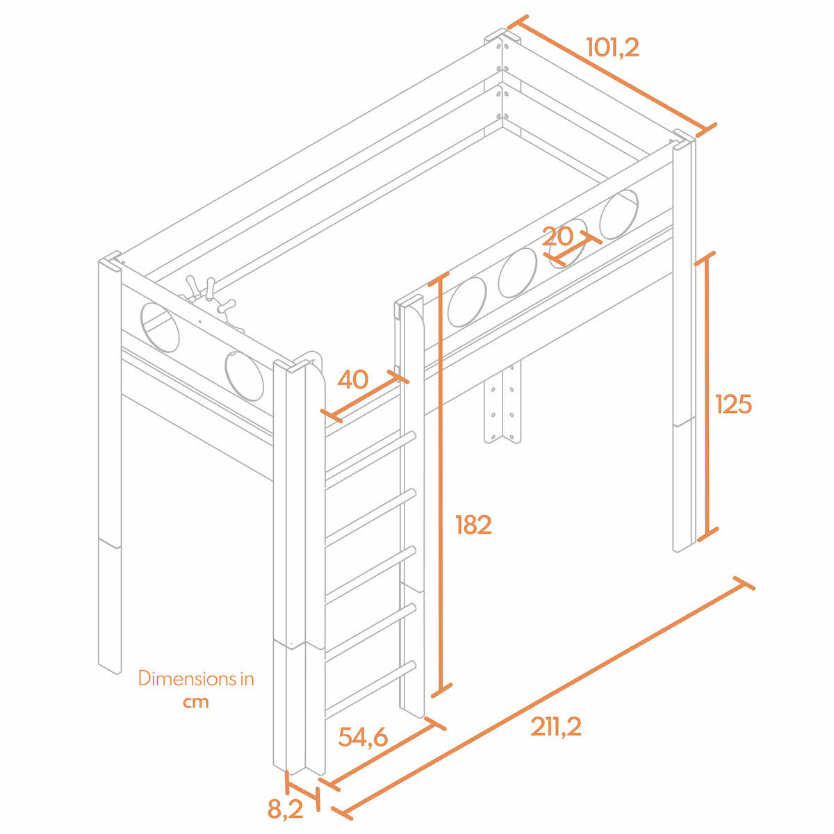 Hochbett Pirat DELUXE de Breuyn geweißt