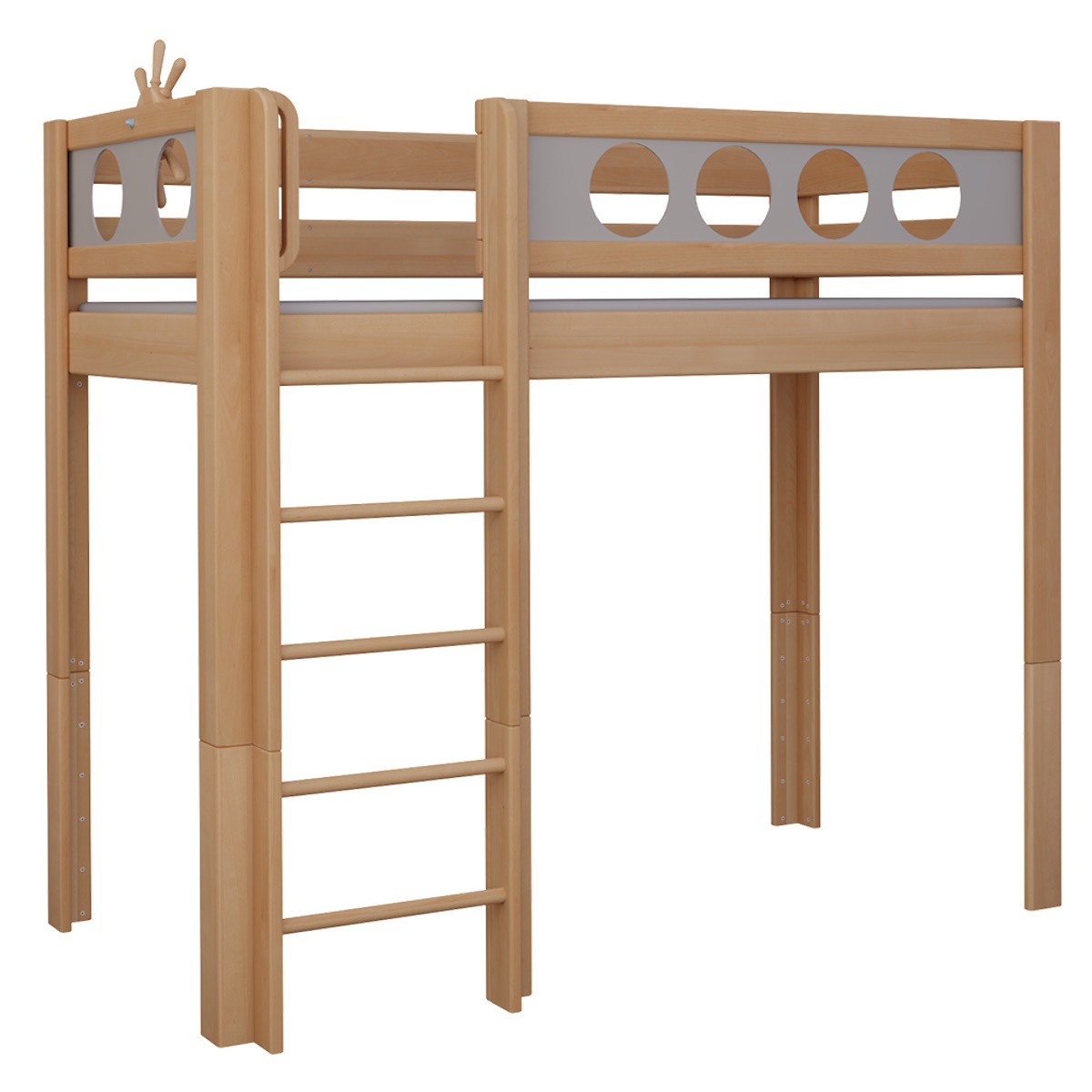 Hochbett Pirat DELUXE de Breuyn natürlich-grau