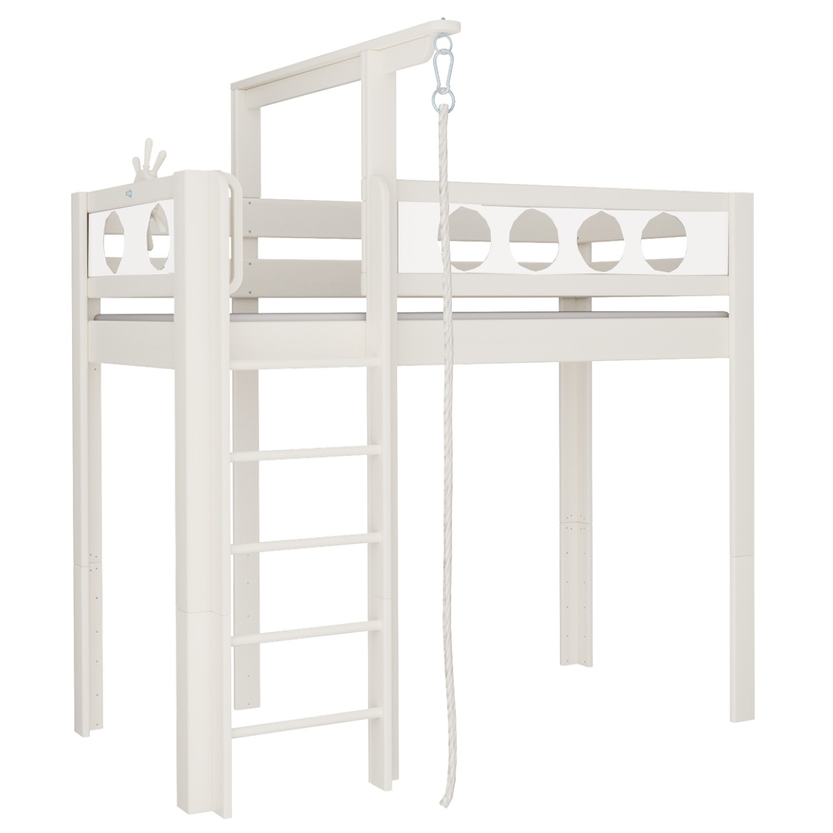 Hochbett Pirat mit Seil DELUXE de Breuyn geweißt