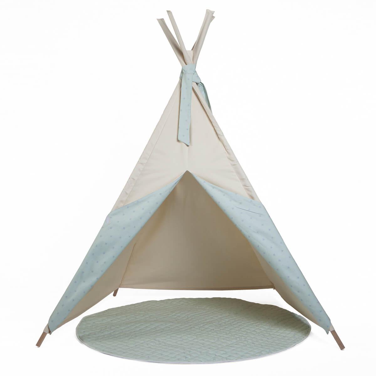 Kinder-Tipi beige STARS grün