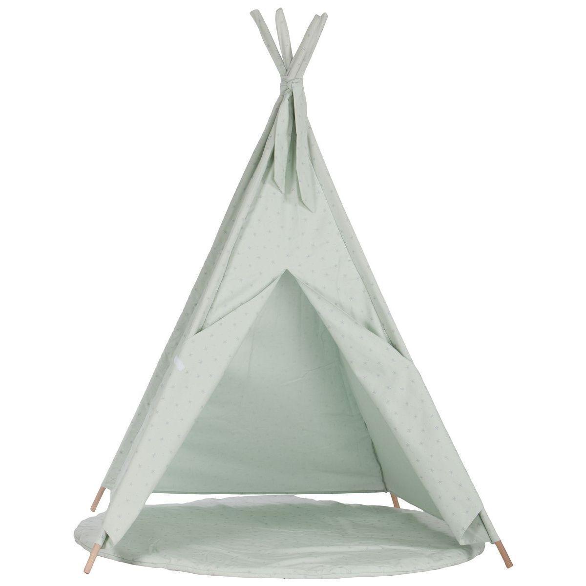 Kinderteppich für Tipi STARS grün