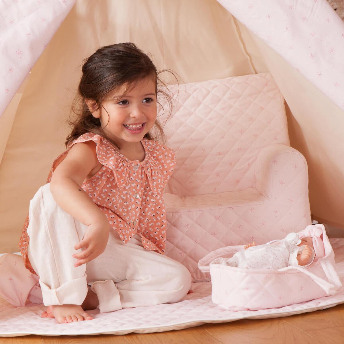 Kinderteppich für Tipi STARS rosa 