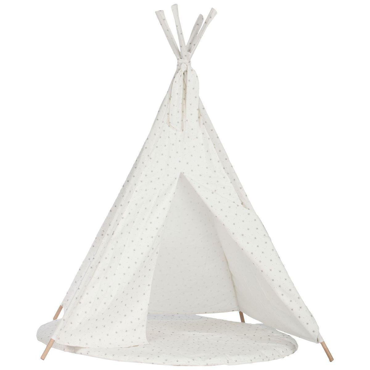 Kinderteppich für Tipi STARS weiß 