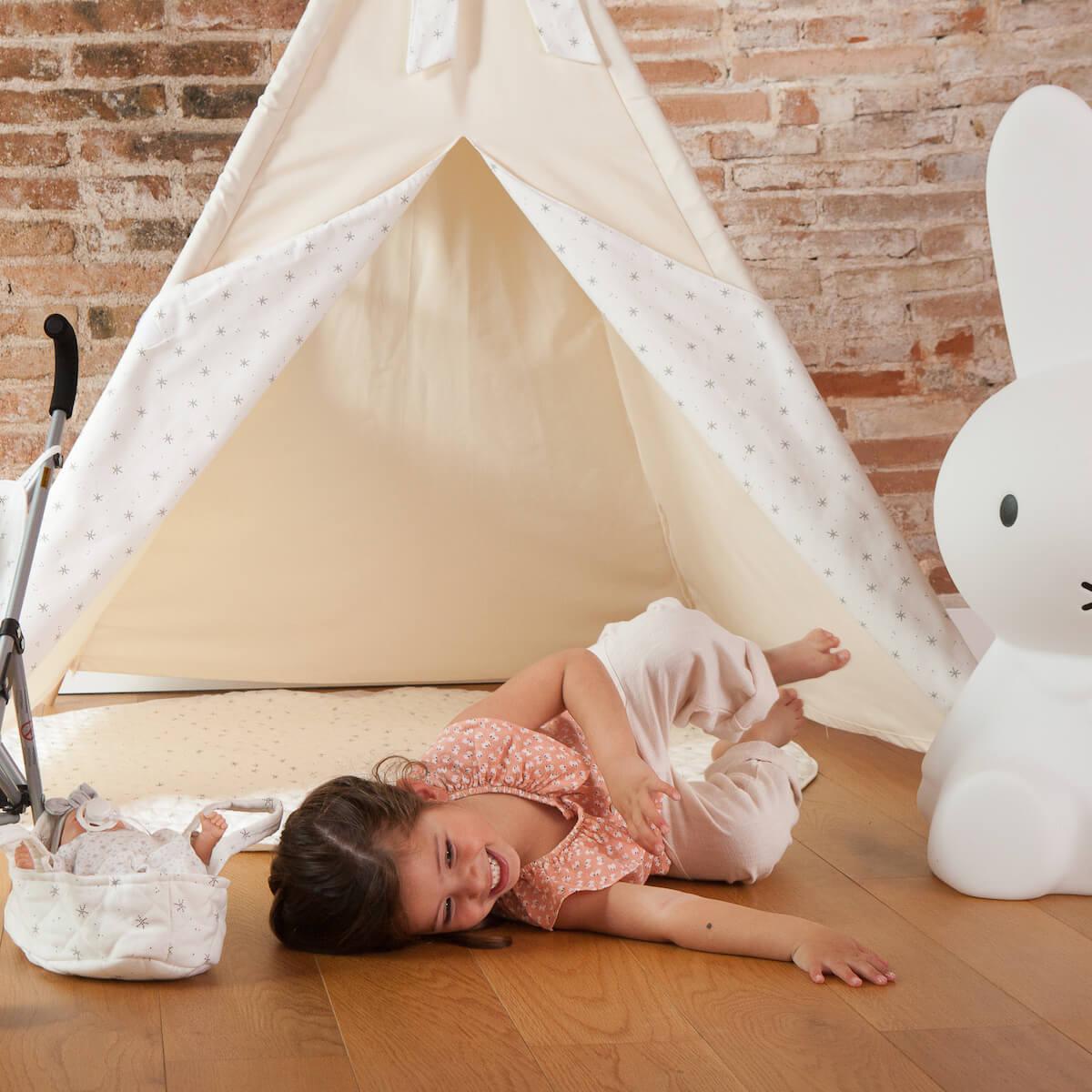 Kinderteppich für Tipi STARS weiß 