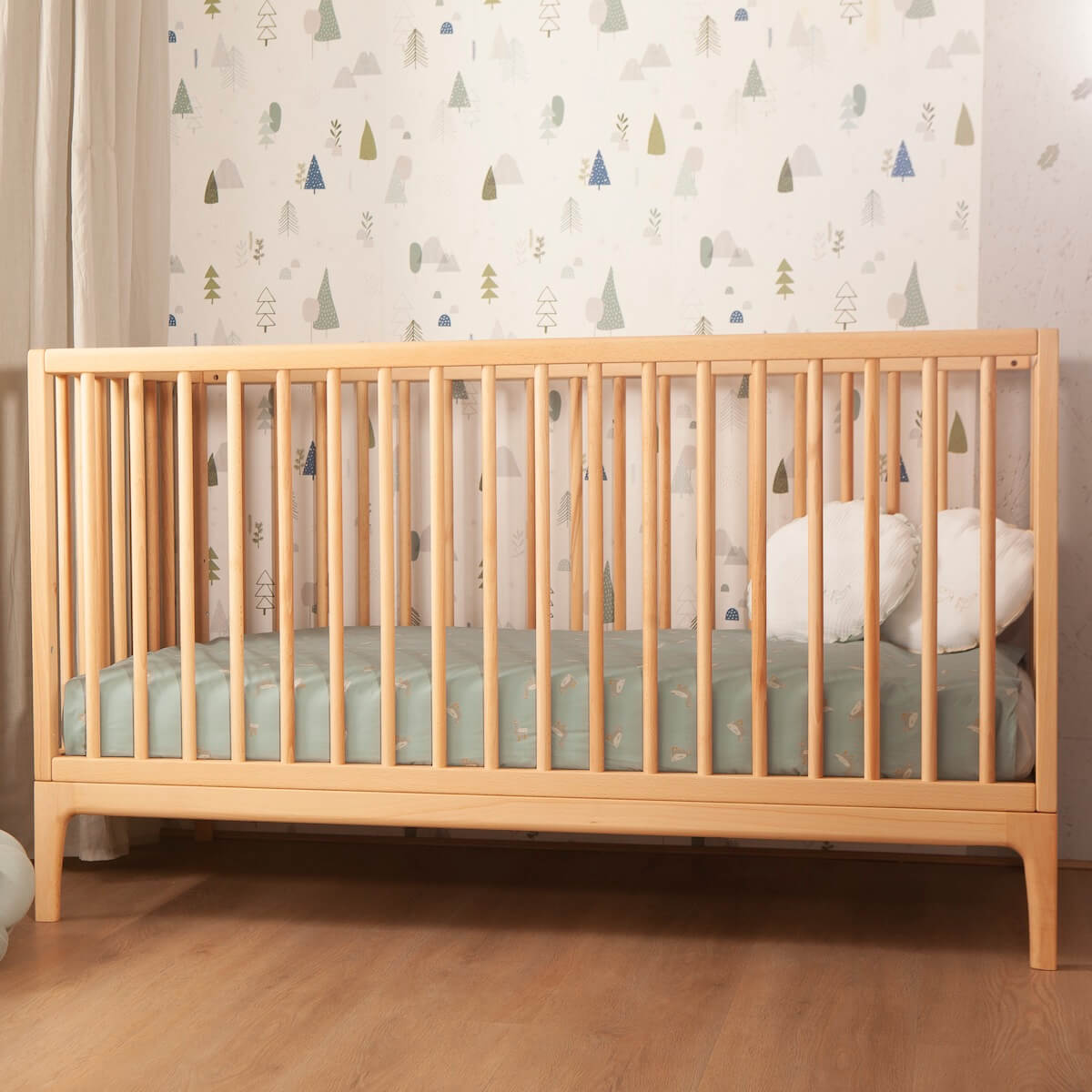 Kissen rund Mulltuchstoff DUCKS bestickt blau 30cm