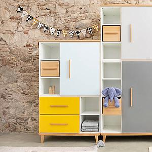 Kleiderschank 147cm 1-türig 2 Schubladen NADO mint-sunshine yellow