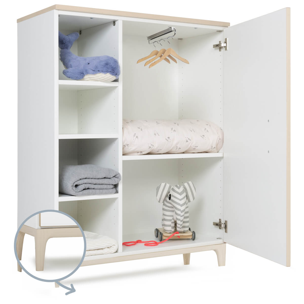 Kleiderschrank 120 cm 1-türig NADO Curve Esche white