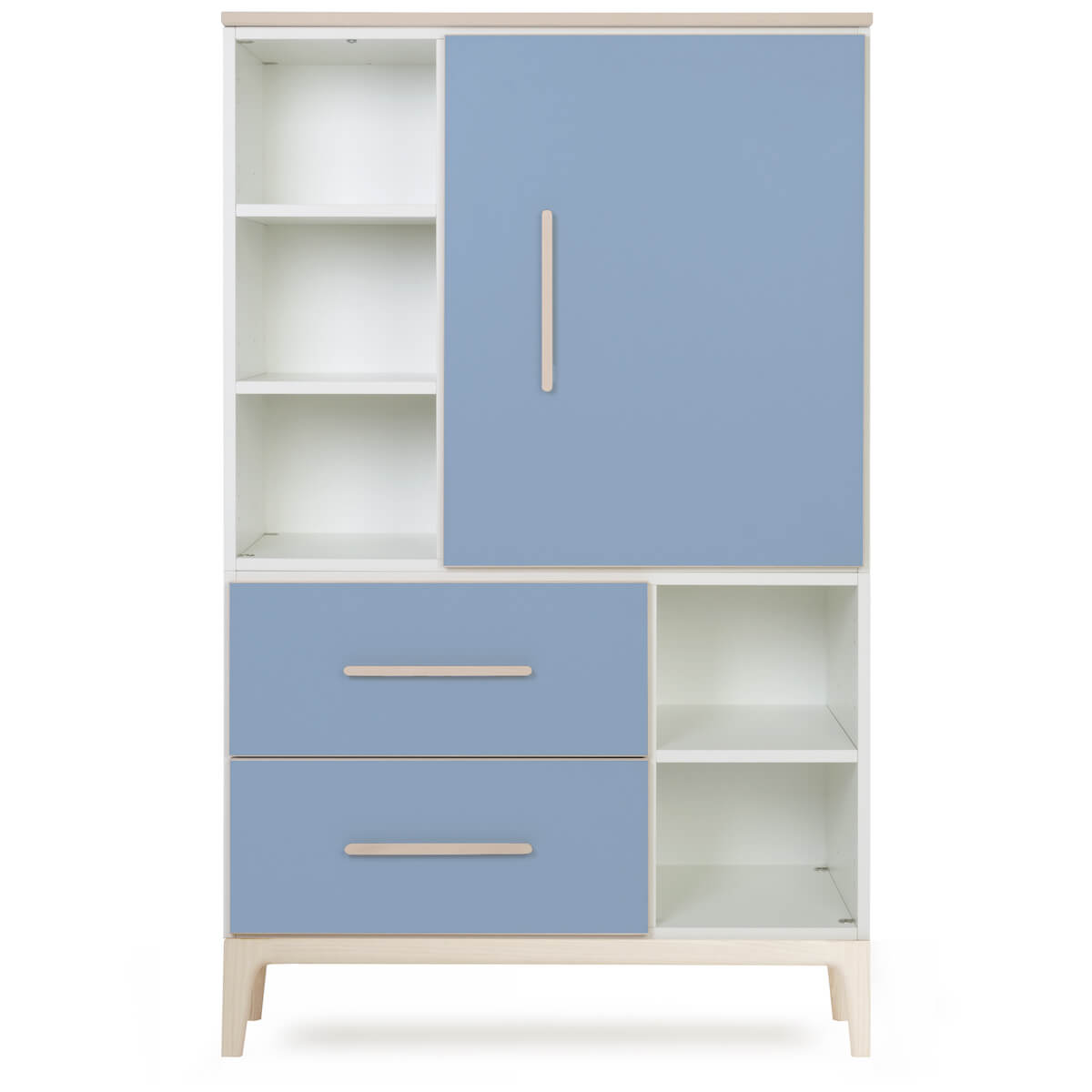 Kleiderschrank 147 cm 1-türig 2 Schubladen NADO Curve Esche capri blue