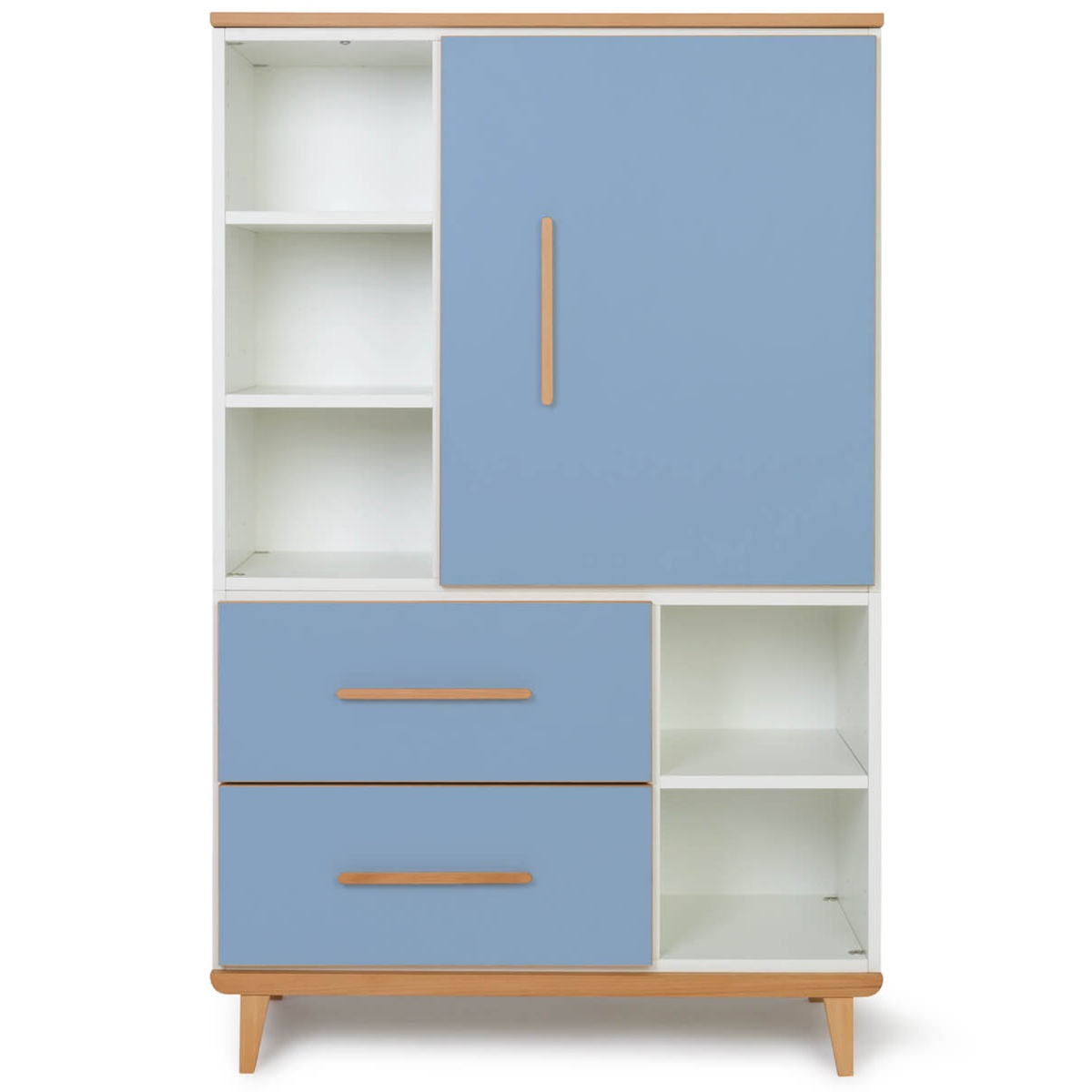 Kleiderschrank 147 cm 1-türig 2 Schubladen NADO Retro Buche capri blue