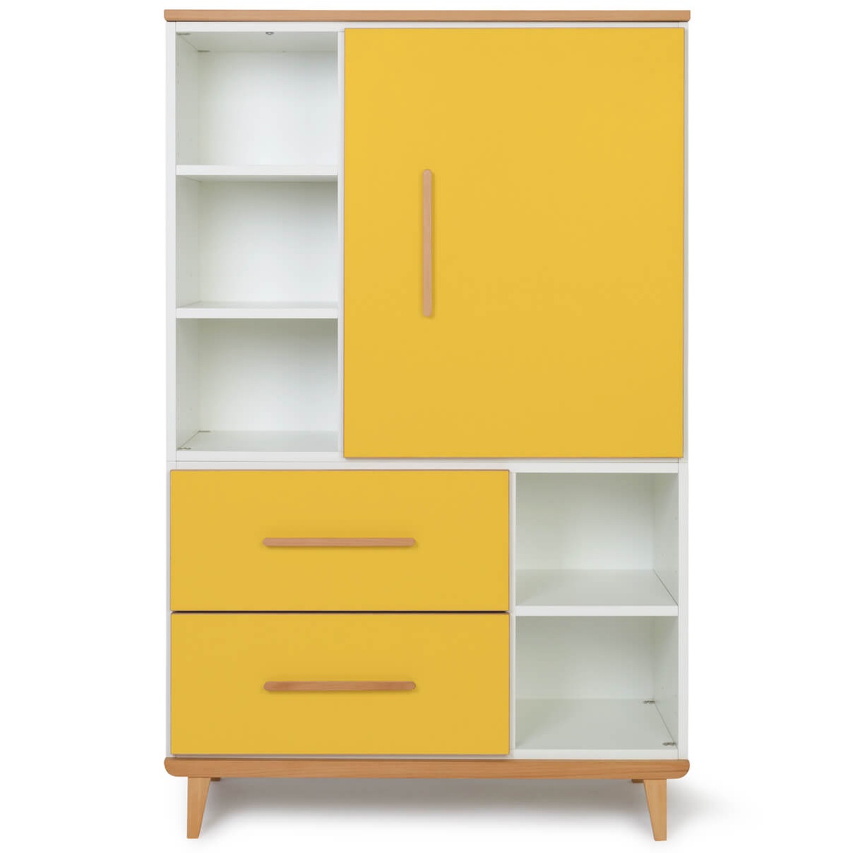 Kleiderschrank 147 cm 1-türig 2 Schubladen NADO Retro Buche sunshine yellow