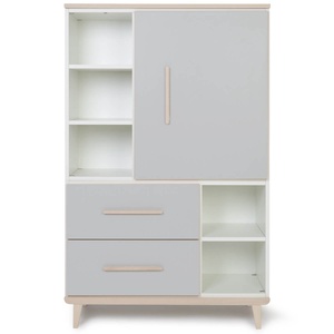 Kleiderschrank 147 cm 1-türig 2 Schubladen NADO Retro Esche manhattan grey