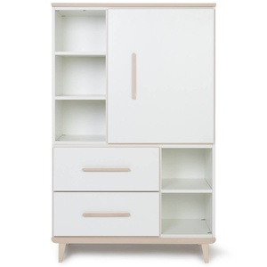 Kleiderschrank 147 cm 1-türig 2 Schubladen NADO Retro Esche white