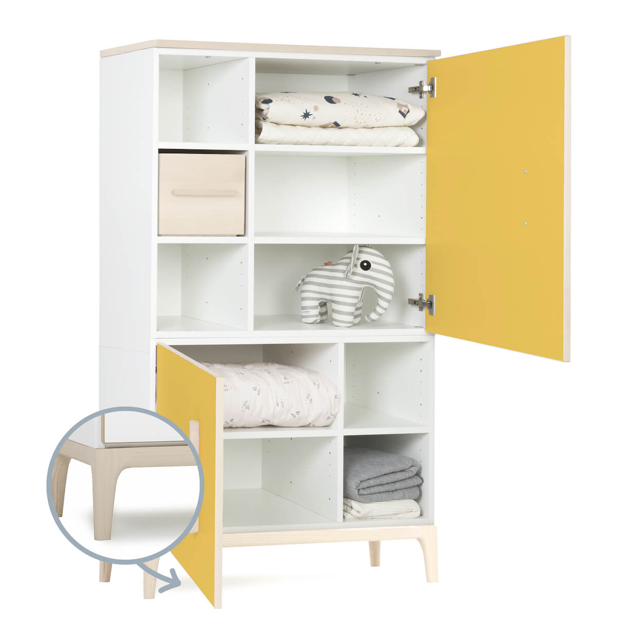 Kleiderschrank 147 cm 2-türig  NADO Curve Esche sunshine yellow