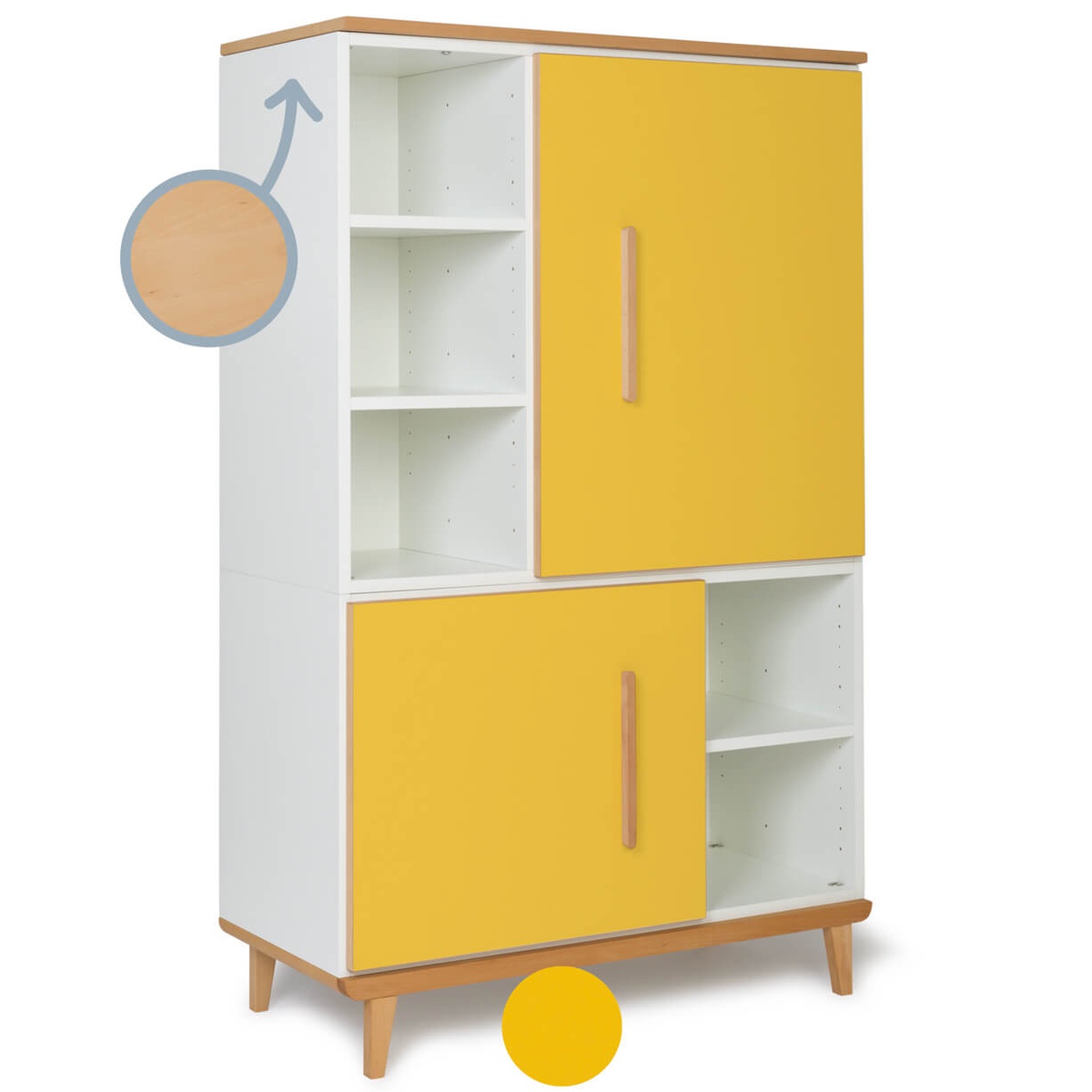 Kleiderschrank 147 cm 2-türig  NADO Retro Buche sunshine yellow