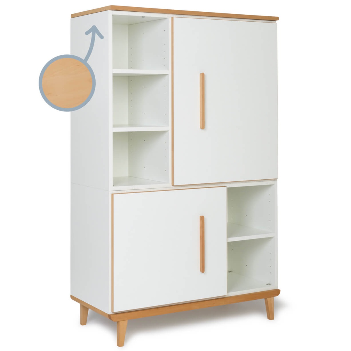 Kleiderschrank 147 cm 2-türig  NADO Retro Buche white