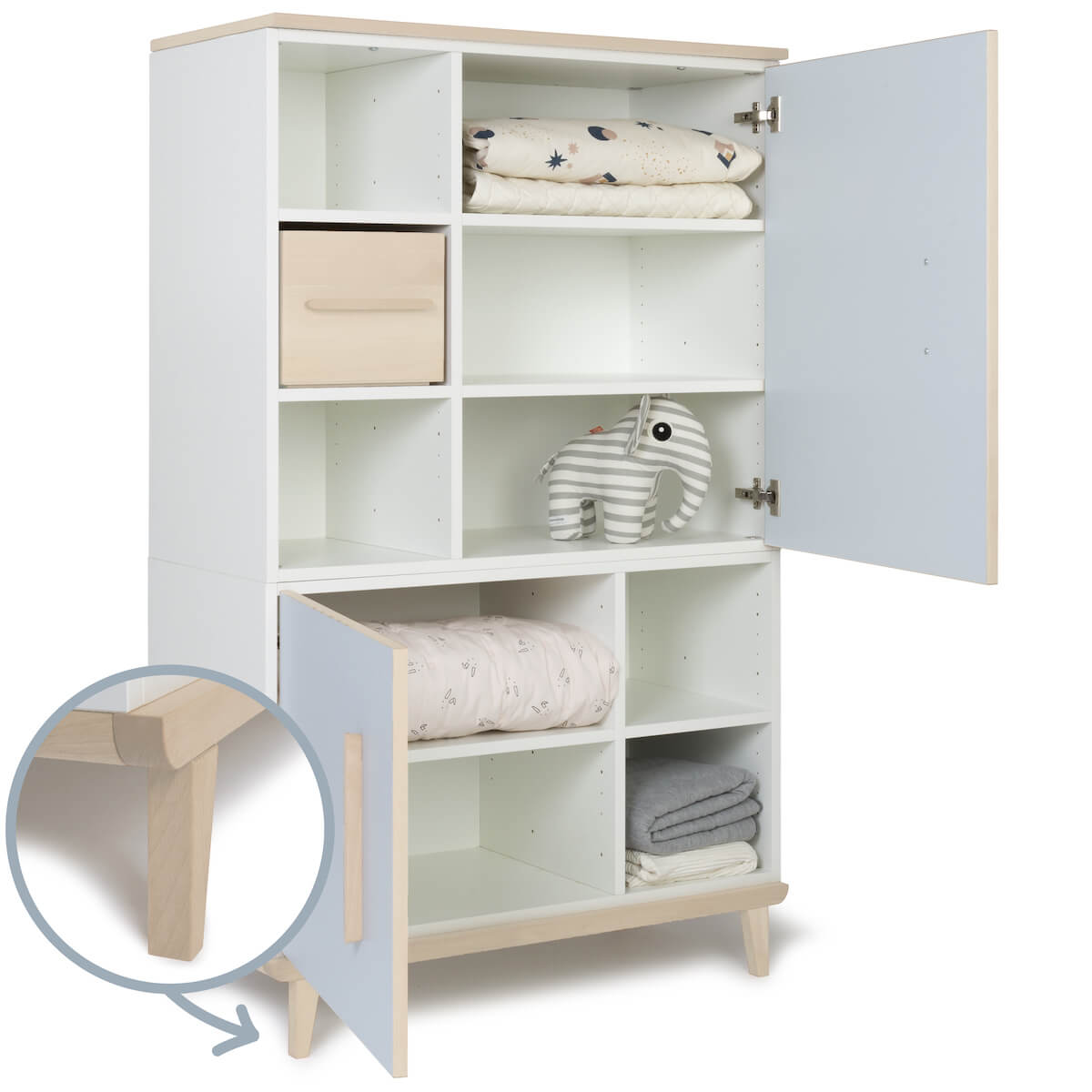 Kleiderschrank 147 cm 2-türig  NADO Retro Esche sky blue