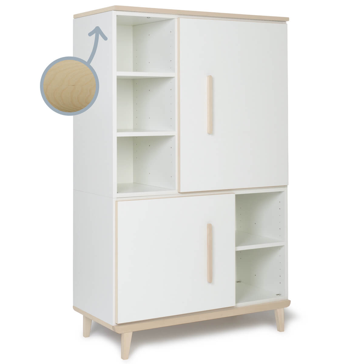 Kleiderschrank 147 cm 2-türig  NADO Retro Esche white