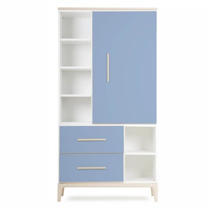 Kleiderschrank 173 cm 1-türig 2 Schubladen NADO Curve Esche capri blue