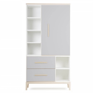 Kleiderschrank 173 cm 1-türig 2 Schubladen NADO Curve Esche manhattan grey