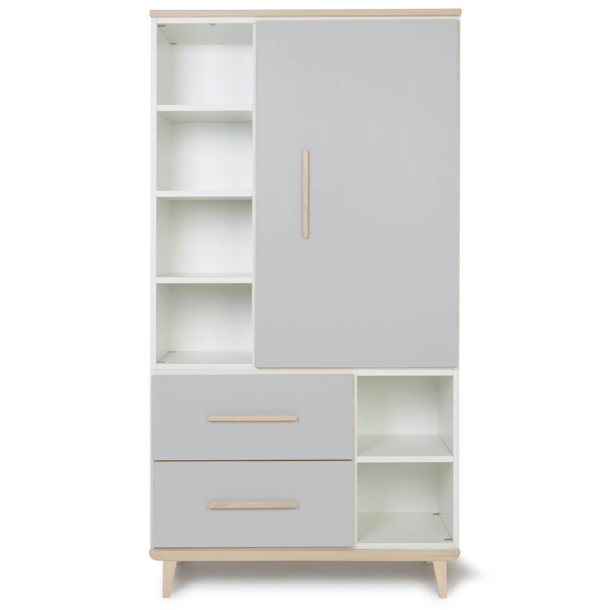 Kleiderschrank 173 cm 1-türig 2 Schubladen NADO Retro Esche manhattan grey